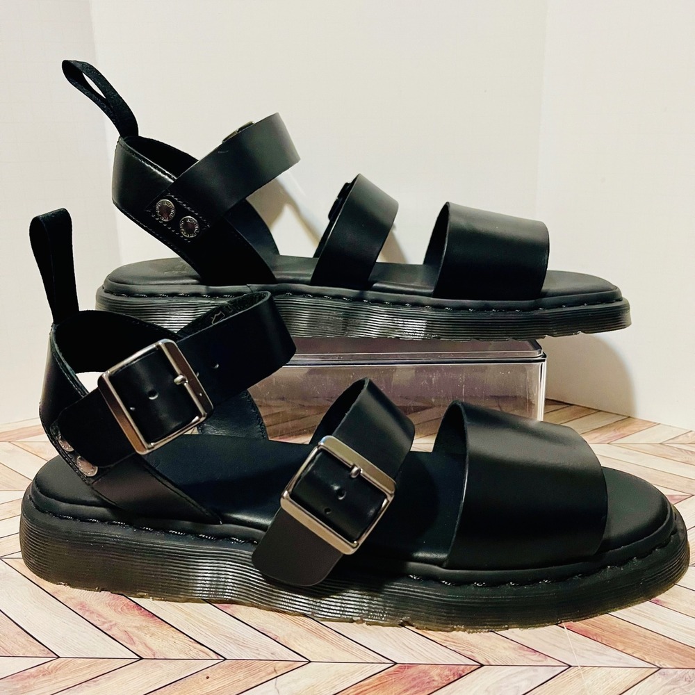 Dr Martens Gryphon Brando Leather Gladiator Sandals Men 14 Black Mono Gladiator